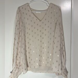 Cream And Gold Polka Dot Blouse